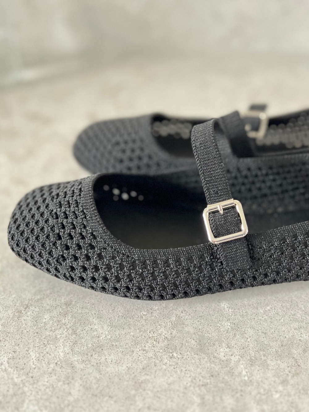 Stretch Black Mary Jane Flats